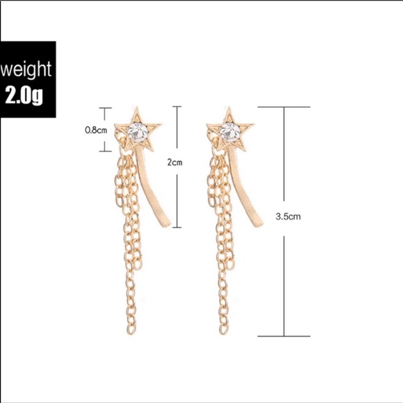 • Reine • Vintage Gold Shooting Star Earrings - Picture 3 of 4